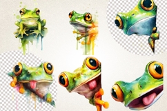 Frog Peeking 36 PNG 4K UHD Bundle | Kawaii Frog Clipart Product Image 7