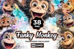 Funky Monkey Clipart Bundle 38 PNG Cute Monkey PNG | UHD 4K Product Image 1