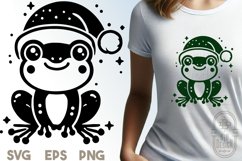 Cute Frog with Santa Hat SVG | Festive Holiday Frog Design Product Image 1