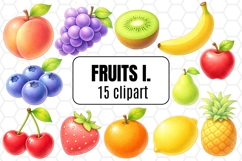 Cute Fruits Clipart Set - Fruit Clipart Bundle