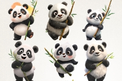 Cute Funky Panda 40 PNG Cartoon Panda Clipart Transparent BG Product Image 2