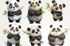 Cute Funky Panda 40 PNG Cartoon Panda Clipart Transparent BG Product Image 5