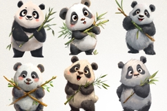 Cute Funky Panda 40 PNG Cartoon Panda Clipart Transparent BG Product Image 7