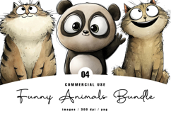 Cute Funny Animals clipart Sublimation Product Image 1
