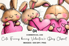 Cute Funny bunny Valentine's Day Clipart Product Image 1