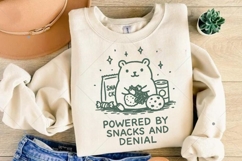 Cute Funny Snack Bear PNG, Powered By Snacks and Denial Png Product Image 5