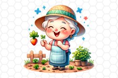 Cute Gardener Watercolor Clipart Garden Sublimation