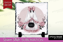 Cute Ghost Cute Slate PNG Pink Halloween Square Slate Product Image 1