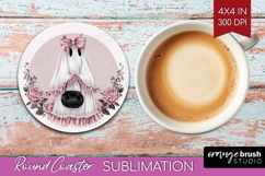 Cute Ghost Cute Round Coaster Pink Halloween Coaster PNG Product Image 1