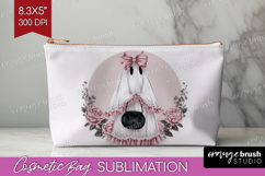 Cute Ghost Cute Cosmetic Bag Pink Halloween Makeup Bag PNG Product Image 1