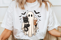 Cute Ghost and Black Cat Halloween Clipart PNG Product Image 2