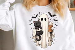 Cute Ghost and Black Cat Halloween Clipart PNG Product Image 3