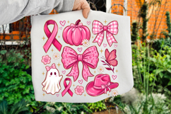 Cute Ghost &amp; Bows Png, Breast Cancer Month Design Product Image 2