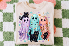 Cute Ghost Cats Png, Pastel Halloween Cat Design, Floral Product Image 2