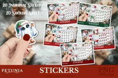 Cute Christmas Ghost png designs being used as printable Christmas stickers and Christmas stickers Sheet Print