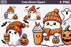 Cute Ghost Pumpkin Clipart | Pumpkin Spice Sublimation Product Image 1