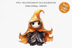 Cute Ghost Clipart Pumpkin Spooky Halloween PNG Scrapbooking Fairy Tale Art Image Watercolor Transparent Print illustration sublimation creepy printable digital watercolor cute ghost kawaii smile clipart, nursery, Creepy Witch art