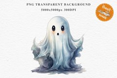 Cute Ghost Clipart Pumpkin Spooky Halloween PNG Scrapbooking Fairy Tale Art Image Watercolor Transparent Print illustration sublimation creepy printable digital watercolor cute ghost kawaii smile, spooky clipart, sublimation nursery, Creepy Witch art, hal