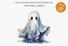 Cute Ghost Clipart Pumpkin Spooky Halloween PNG Scrapbooking Fairy Tale Art Image Watercolor Transparent Print illustration sublimation creepy printable digital watercolor cute ghost kawaii smile, spooky clipart, sublimation nursery, Creepy Witch art, hal