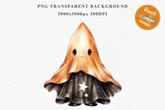 Cute Ghost Clipart Pumpkin Spooky Halloween PNG Scrapbooking Fairy Tale Art Image Watercolor Transparent Print illustration sublimation creepy printable digital watercolor cute ghost kawaii smile clipart, nursery, Creepy Witch art