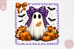 Cute Ghost Coquette Bow Halloween Sublimation PNG Product Image 1