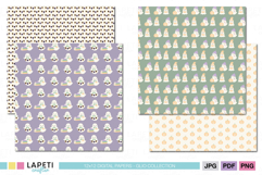 Adorable ghost digital papers set featuring pumpkins, spiders, and pastel colors.