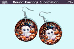 Cute Ghost Round Earrings | Halloween Round Earrings Product Image 1