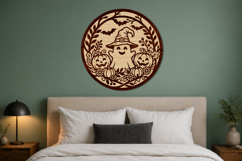 Cute Ghost Halloween Round Sign SVG Product Image 2