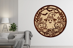 Cute Ghost Halloween Round Sign SVG Product Image 3