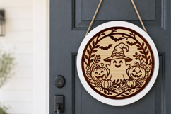 Cute Ghost Halloween Round Sign SVG Product Image 4