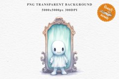 Cute Ghost In Mirror Spooky Halloween Clipart PNG Scrapbook Fairy Tale Art Image Watercolor Transparent Print illustration sublimation creepy printable digital