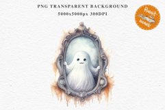 Cute Ghost In Mirror Spooky Halloween Clipart PNG Scrapbook Fairy Tale Art Image Watercolor Transparent Print illustration sublimation creepy printable digital