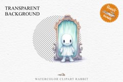 Cute Ghost In Mirror Spooky Halloween Clipart PNG Scrapbook Fairy Tale Art Image Watercolor Transparent Print illustration sublimation creepy printable digital