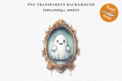 Cute Ghost In Mirror Spooky Halloween Clipart PNG Scrapbook Fairy Tale Art Image Watercolor Transparent Print illustration sublimation creepy printable digital