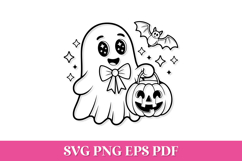 Cute Halloween Ghost with Jack-O-Lantern SVG Product Image 1