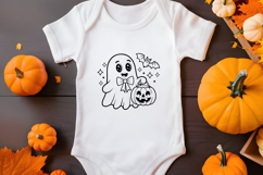 Cute Halloween Ghost with Jack-O-Lantern SVG Product Image 3