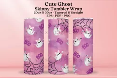 cute ghost pink purple halloween skinny tumbler sublimation wrap with high resolution and transparant background are for 20oz and 30oz skinny tumbler
