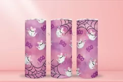 cute ghost pink purple halloween skinny tumbler sublimation wrap with high resolution and transparant background are for 20oz and 30oz skinny tumbler