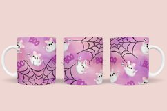 cute ghost pink purple watercolor halloween coffee mug sublimation wrap glass mug wrap svg presized for 11oz and 15oz glass mug are sublimation files