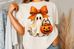 Cute Ghost Png,Halloween Bow Ghost Sublimation Design Product Image 3