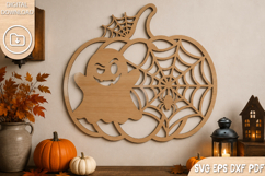 Cute Ghost Pumpkin Laser Cut SVG Product Image 1