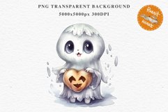 Cute Ghost Pumpkin Spooky Halloween Clipart PNG Scrapbooking Fairy Tale Art Image Watercolor Transparent Print illustration sublimation creepy printable digital watercolor cute ghost kawaii smile, spooky clipart, sublimation nursery, Creepy Witch art, hal