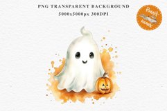 Cute Ghost Pumpkin Spooky Halloween Clipart PNG Scrapbooking Fairy Tale Art Image Watercolor Transparent Print illustration sublimation creepy printable digital watercolor cute ghost kawaii smile, spooky clipart, sublimation nursery, Creepy Witch art, hal