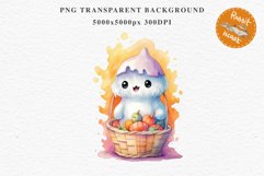 Cute Ghost Pumpkin Spooky Halloween Clipart PNG Scrapbooking Fairy Tale Art Image Watercolor Transparent Print illustration sublimation creepy printable digital watercolor cute ghost kawaii smile, spooky clipart, sublimation nursery, Creepy Witch art, hal