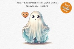 Cute Ghost Pumpkin Spooky Halloween Clipart PNG Scrapbooking Fairy Tale Art Image Watercolor Transparent Print illustration sublimation creepy printable digital watercolor cute ghost kawaii smile, spooky clipart, sublimation nursery, Creepy Witch art, hal