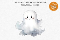 Cute Ghost Pumpkin Spooky Halloween Clipart PNG Scrapbooking Fairy Tale Art Image Watercolor Transparent Print illustration sublimation creepy printable digital watercolor cute ghost kawaii smile, spooky clipart, sublimation nursery, Creepy Witch art, hal