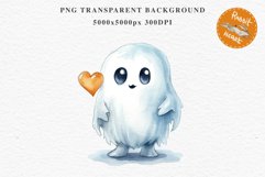 Cute Ghost Pumpkin Spooky Halloween Clipart PNG Scrapbooking Fairy Tale Art Image Watercolor Transparent Print illustration sublimation creepy printable digital watercolor cute ghost kawaii smile, spooky clipart, sublimation nursery, Creepy Witch art, hal