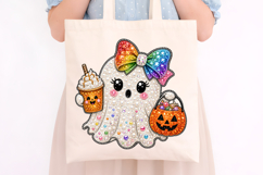 Cute Ghost Rainbow Bow Rhinestone PNG Product Image 4