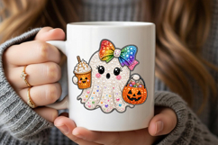 Cute Ghost Rainbow Bow Rhinestone PNG Product Image 5