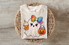 Cute Ghost Rainbow Bow Rhinestone PNG Product Image 6